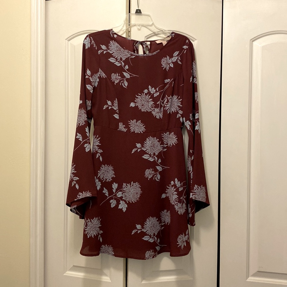 Floral red Long-sleeve dress